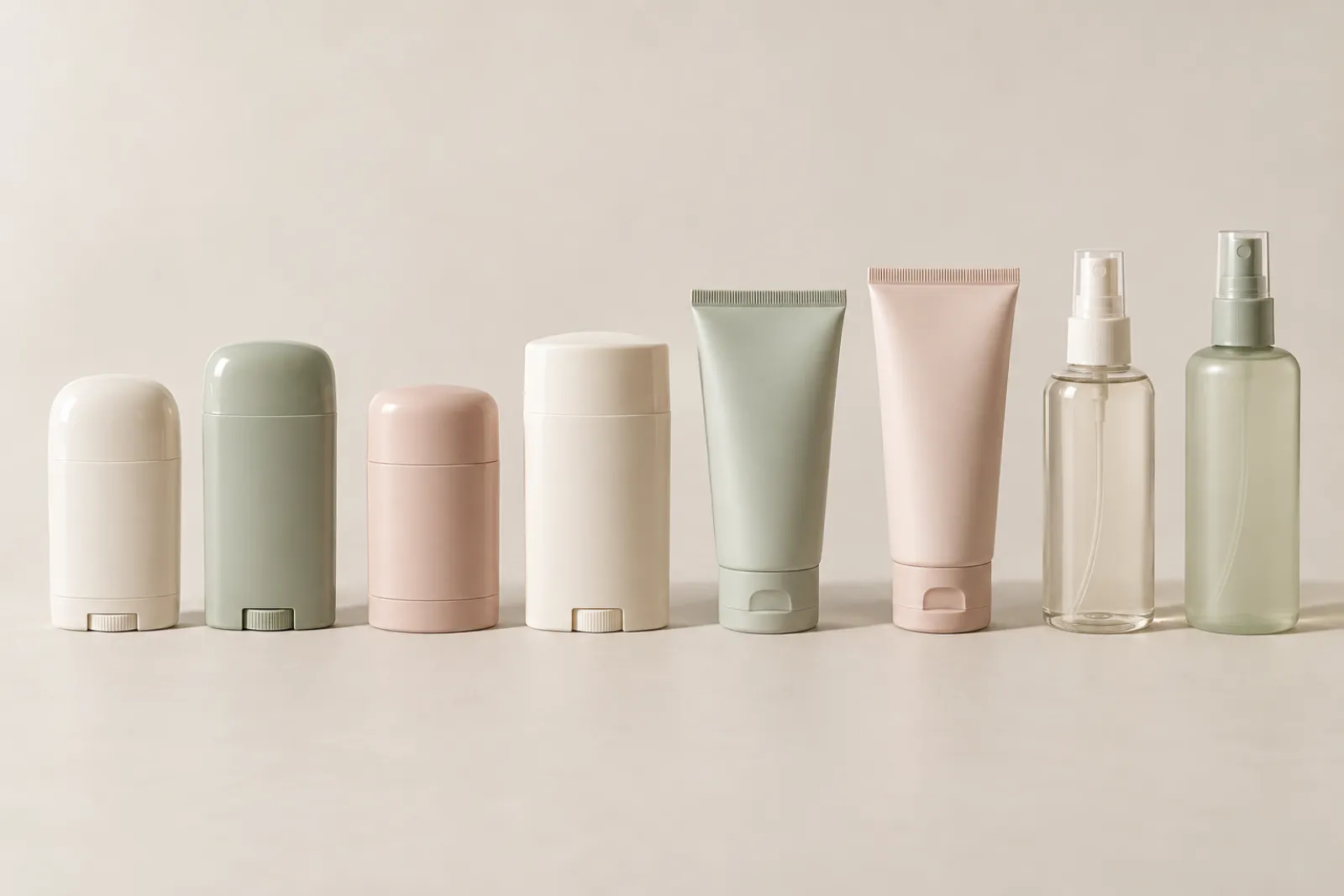 Natural deodorant comparison: sticks, cream and spray lined up
