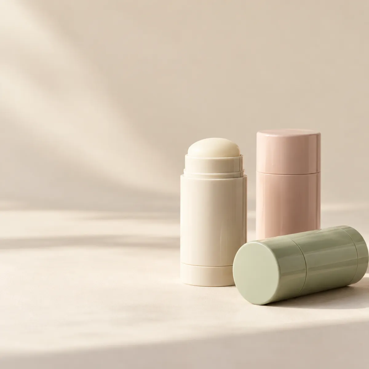 Natural deodorants that didn't make the cut set aside on a table